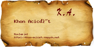 Khon Acicét névjegykártya